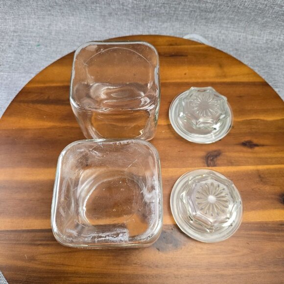 Set Of 2 Vintage Glass Apothecary Jars With Lids For Kitchen Storage Clear 6.5in - Picture 10 of 10